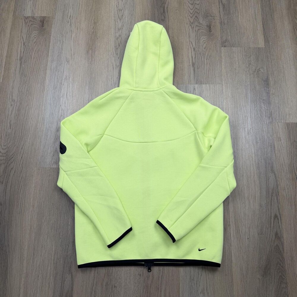 Nike Hoodie Mens Medium Neon Volt Yellow Tech Fleece Full Zip Jacket Hooded - Picture 7 of 11
